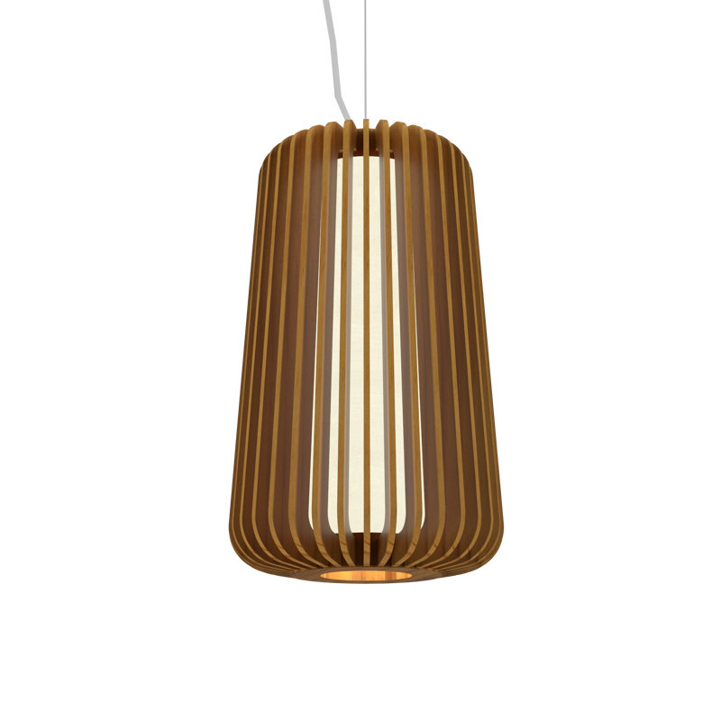 Luminaire suspendu géométrique à 1 lumière Stecche Di Legno, Teck, H 12,68 po x l 7,8 po x P 7,8 po