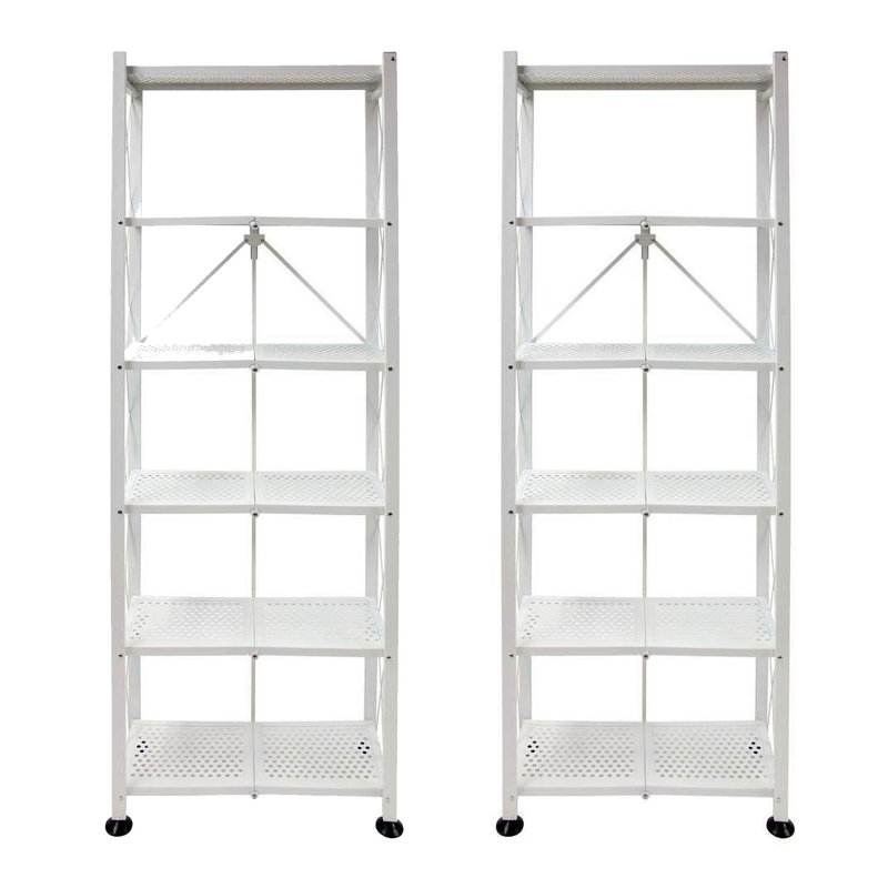  2 Pack 6 Shelf Open Styled Organizational Deco Rack Bookshelf, White