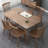 Modern Nut-Brown Rectangular Solid Wood Dining Table-686774527