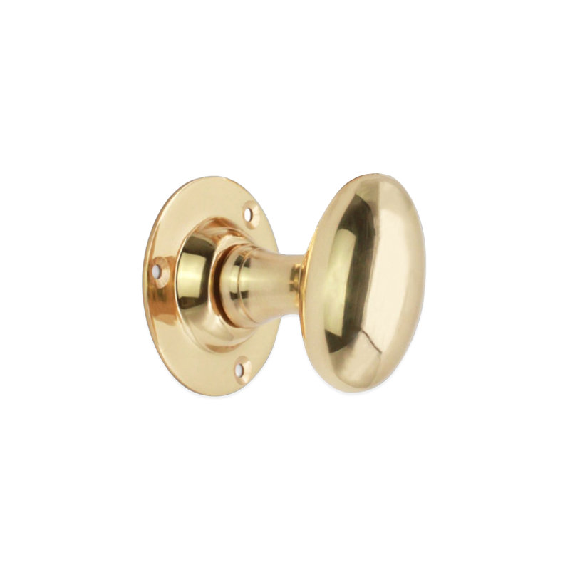 Oval Mortice Door Knob, Polished Brass