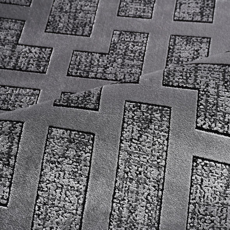 Tapis gris moderne lavable à la machine, Rectangle 4 pi x 5 pi 9 po