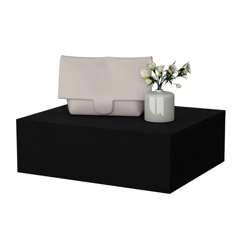 Table de chevet noire - peu encombrante, moderne en bois flottant, fabrication en bois, Noir