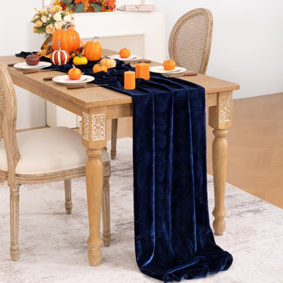 Chemin de table - Velours bleu marine - Tissu luxueux et élégant, décorations de table de Noël / dîner de Noël / fêtes / mariage / mariée / bébé
