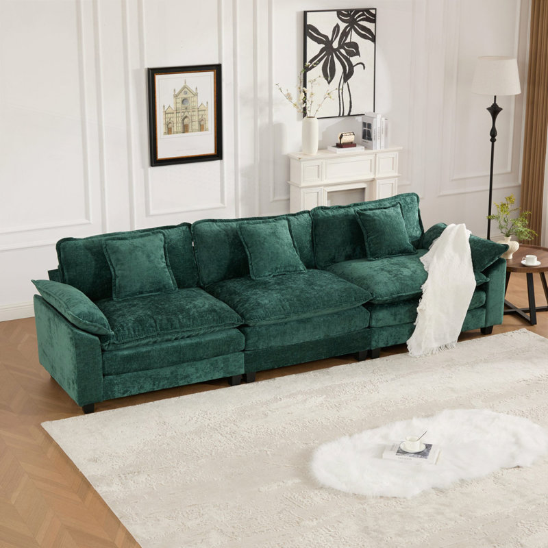 Canapé en chenille 3 places, Vert