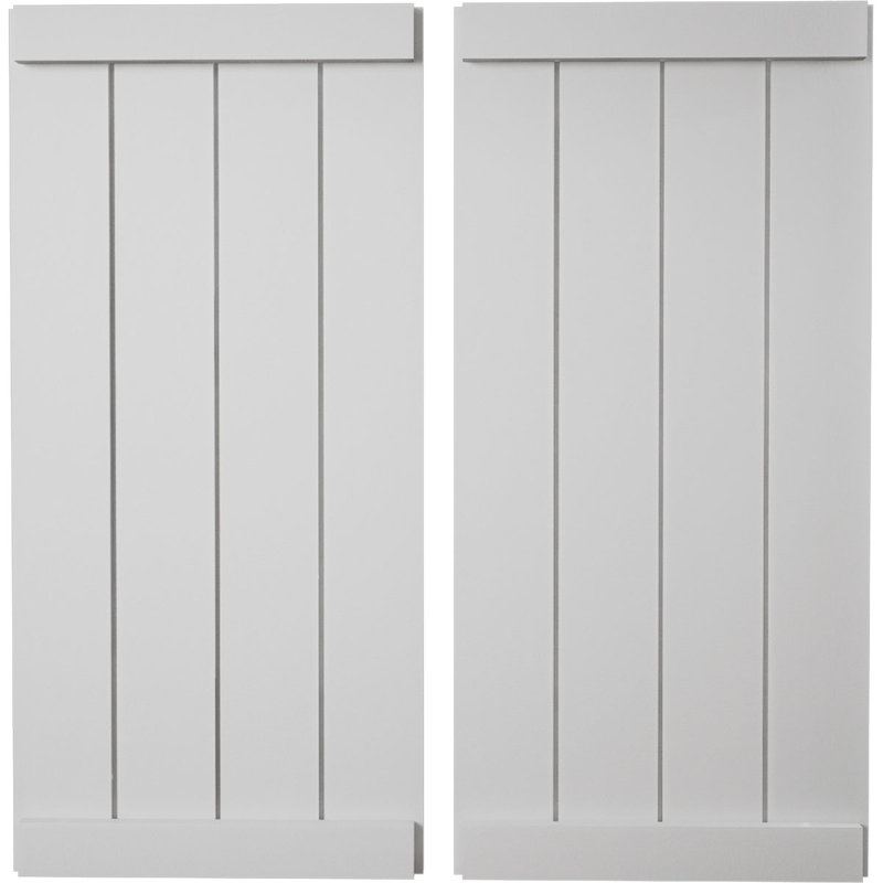 Volets rustiques en faux bois à quatre planches, H 56 po x l 22 po x P 1 po, 22", Texture lisse / brun clair apprêté