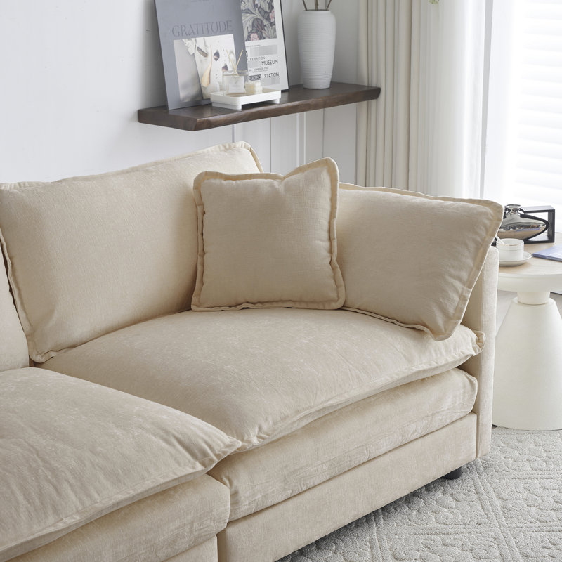 Repose-pieds en chenille, beige - compatible avec différents canapés, bois massif robuste, rehausse le confort de votre décor