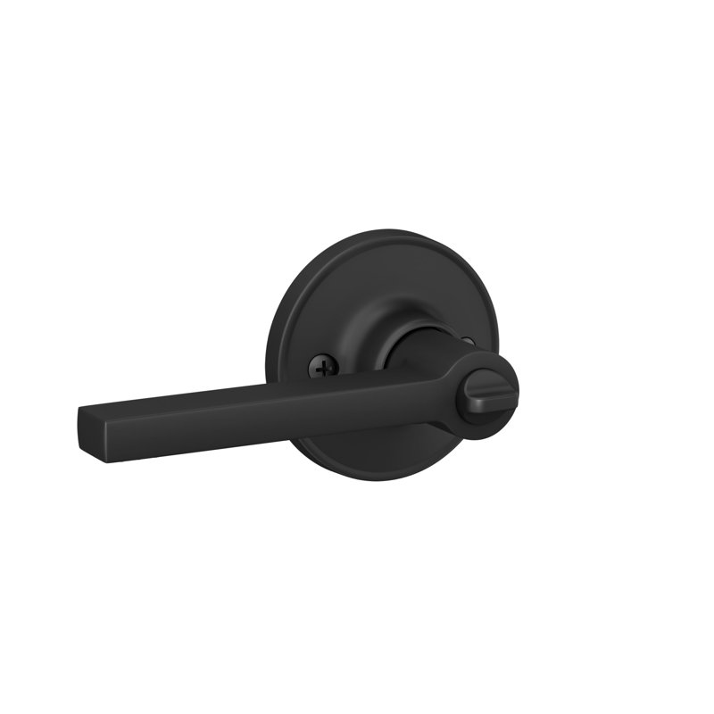 Solstice Privacy Door Lever with Rosette, Matte Black