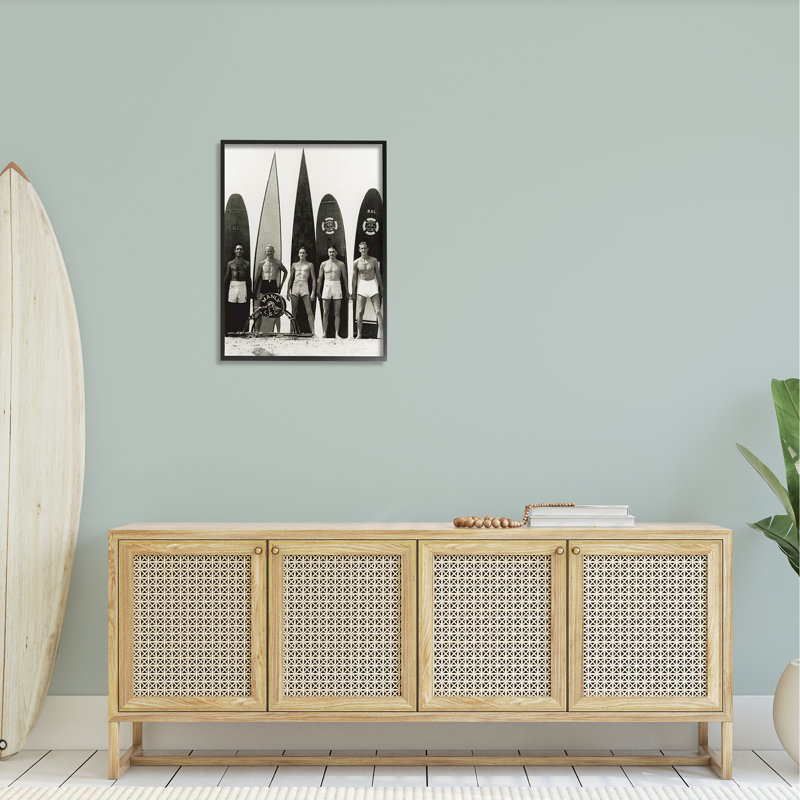 Photographie rétro, hommes surfeur, Giclée encadrée noir minuit, H 30 po x l 24 po x P 1,5 po
