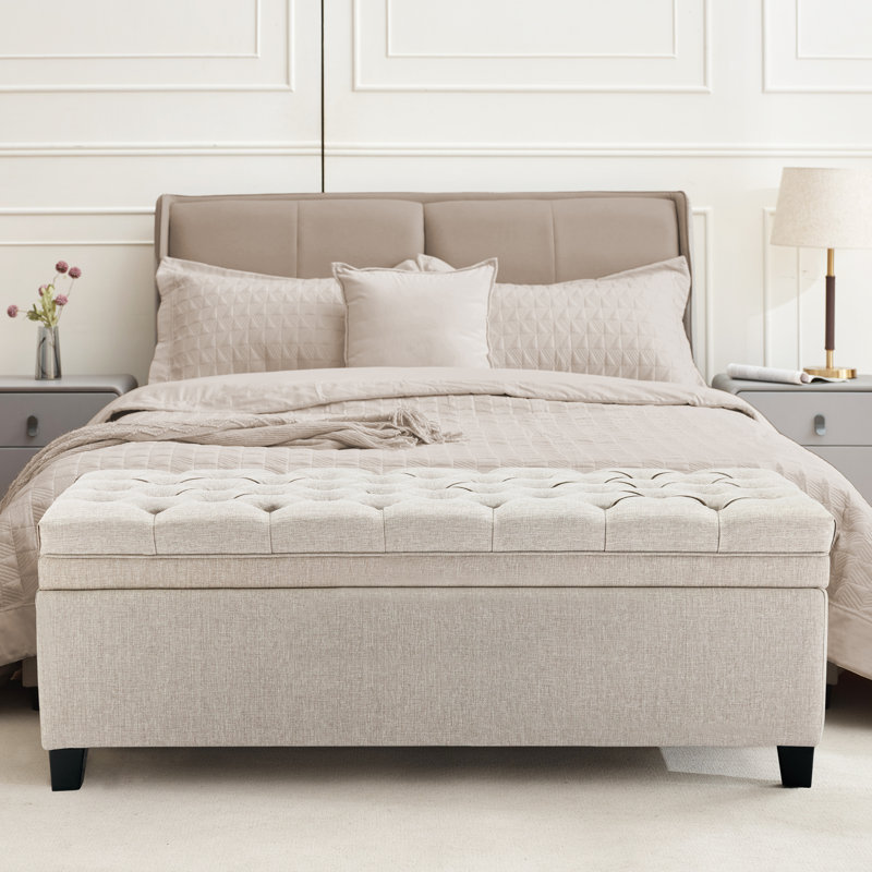 Banc de rangement rembourré en lin 51 po Cassina , Lin beige