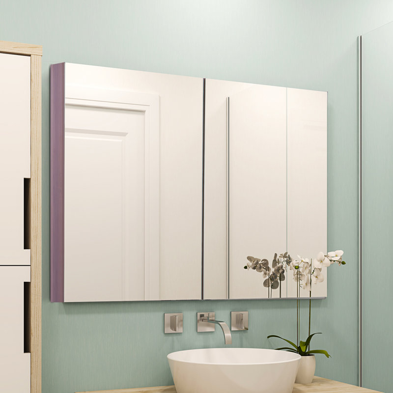 Isaura 63mm W 600mm H Surface Frameless Medicine Cabinet Mirror 3