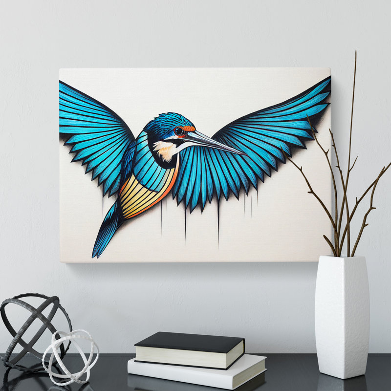 Alluring Kingfisher Bird - Wrapped Canvas, 40cm H x 60cm W x 3cm D