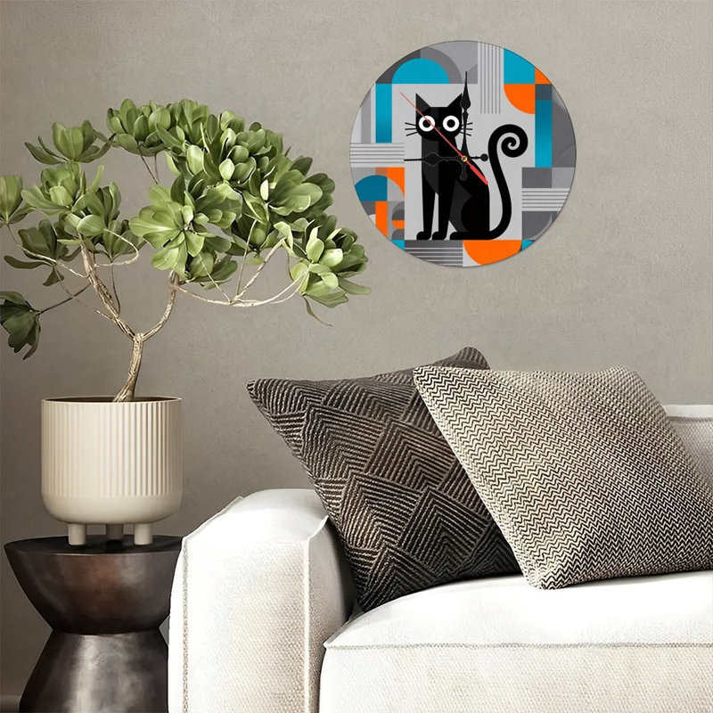 Horloge murale ronde en bois 10 po, mouvement à quartz silencieux, imprimé UV, à piles, Gris