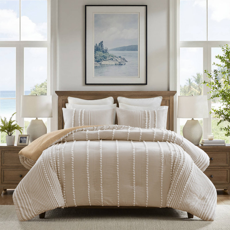 Ensemble de housse de couette Anslee, Housse de couette très grand et 2 très grandes t, Beige