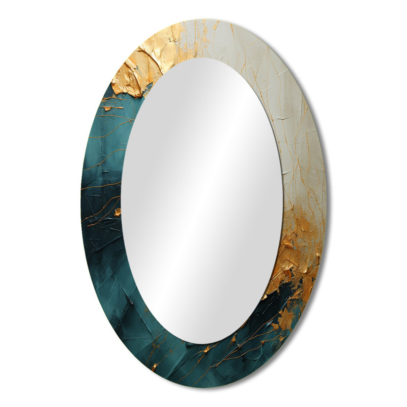 Miroir mural moderne or et bleu Fusion II, 36 po x 24 po