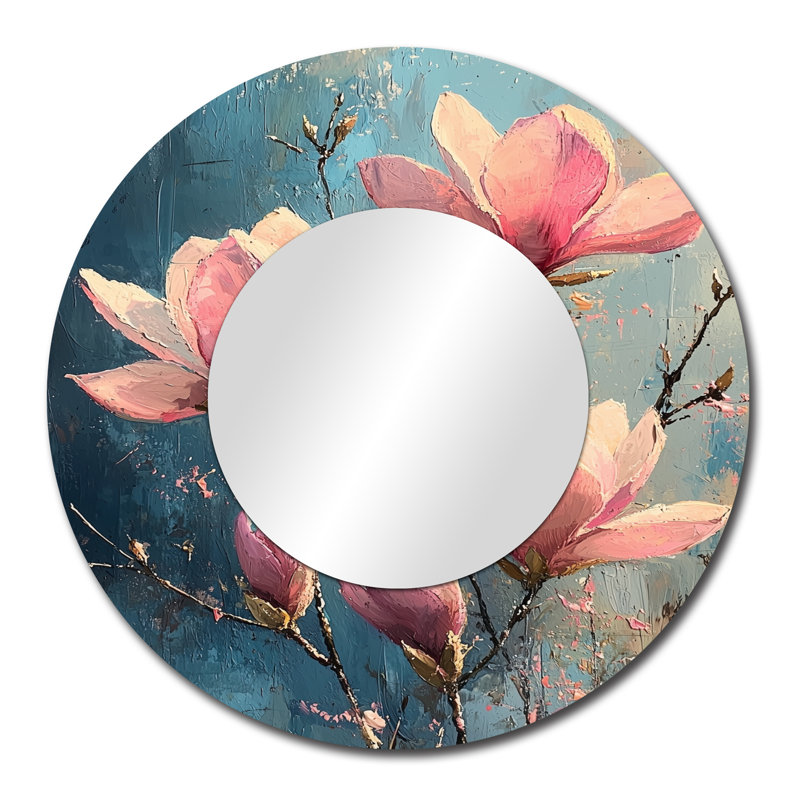 «Magnolia Blooms In Soft Pastels Impressionist I», art mural miroir Magnolias, imprimé sur métal, 29 po x 29 po