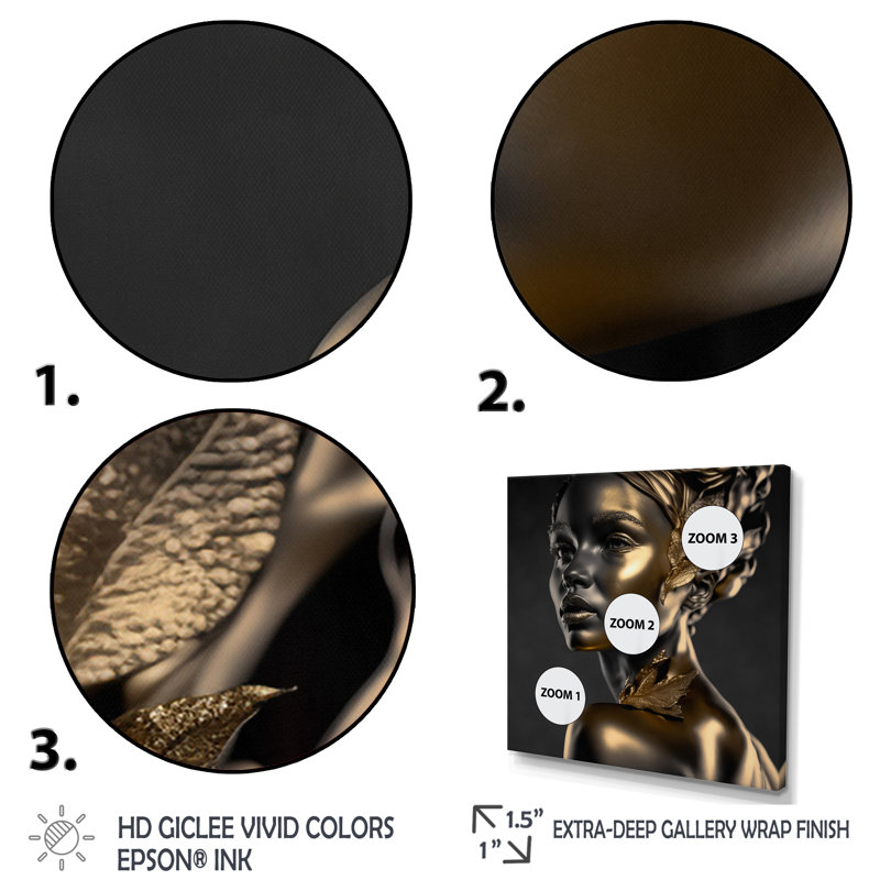 Golden Godess - reproduction sur toile, H 24 po x l 24 po x P 1 po, Toile tendue