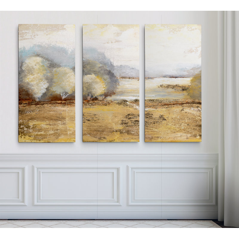 « misty golden matin », image multi-pièces sur toile tendue, H 40 po x l 60 po x P 1,5 po