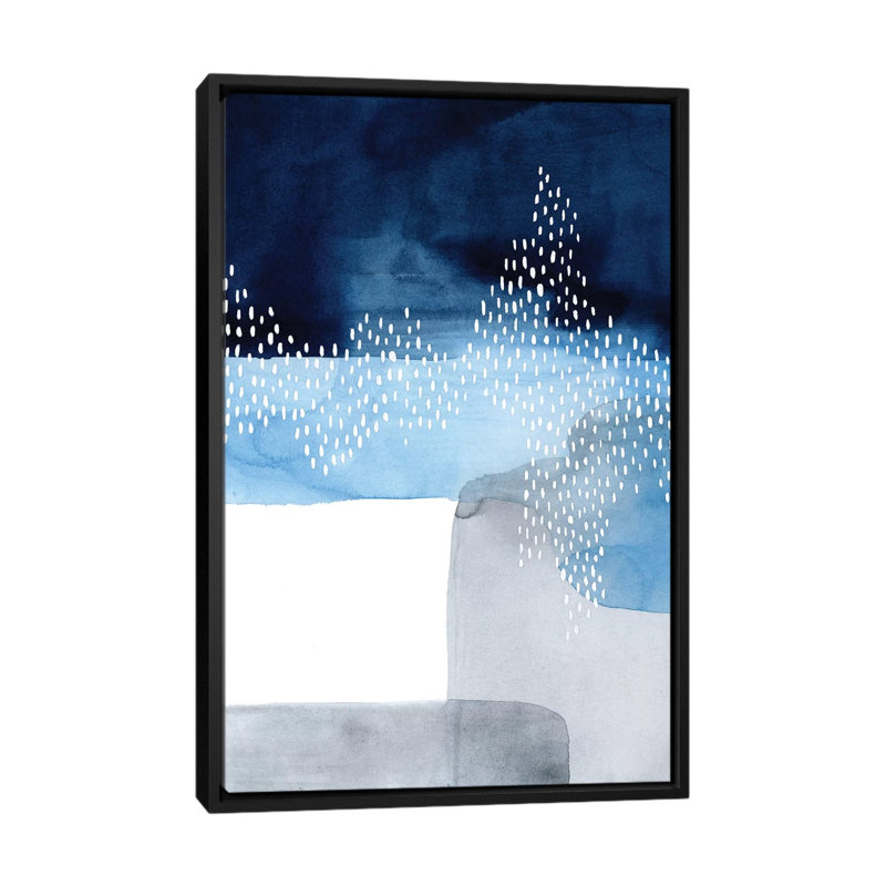 «Waterfall Abstract I», impression sur toile, H 26 po x l 18 po x P 1,5 po, Toile avec cadre flottant noir, Pas de tapis