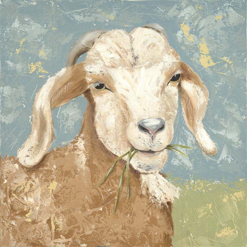 Farm Life-Brown Goat by Jade Reynolds - Wrapped Canvas Painting, 30cm H x 30cm W