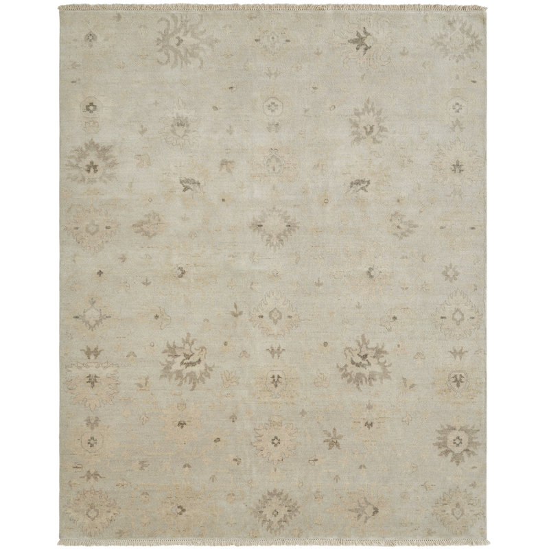 Wool Oriental Area Rug in Beige, Rectangle 8' x 10'