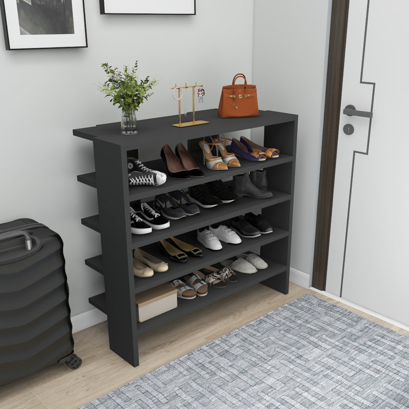 Shoe Rack 16 Pair Lindita, Dark Grey