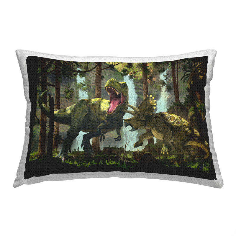 Coussin d'extérieur «Dinosaurs in Rainforest» par Vincent Hie