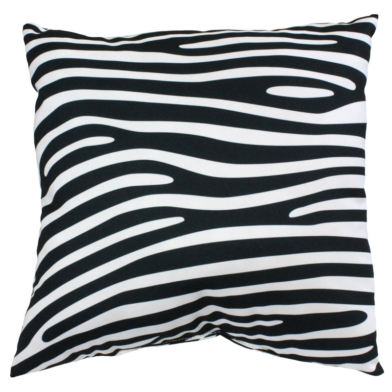 Animal Print Reversible Throw Pillow, White/Black