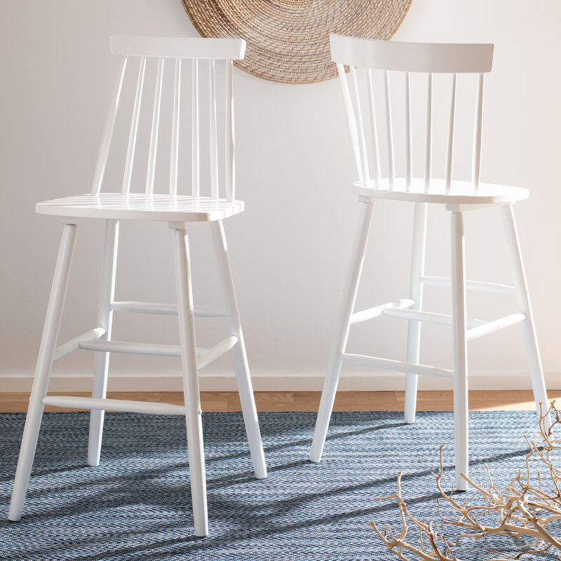 Birdia Solid Wood Counter Stool, White, Counter Stool (24" Seat Height)