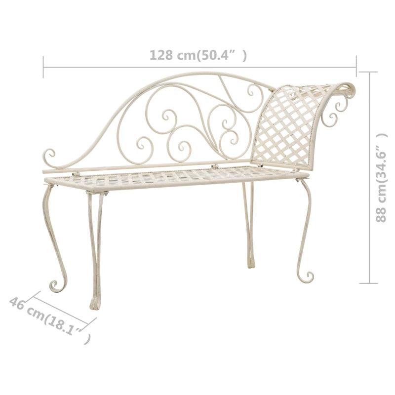 Garden Chaise Lounge 128 cm Steel Antique, White