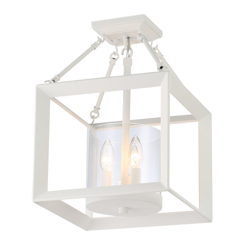Smyth 3-Light Semi-Flush in Natural White with Clear Glass