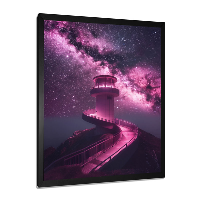 «Mauve Exploration de l'espace» Starlight IV, Toile encadrée noire simple, H 12 po x l 20 po x P 1 po