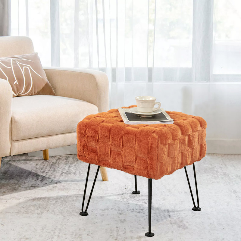Repose-pieds standard large de 17 po Emilijus, Fausse fourrure orange