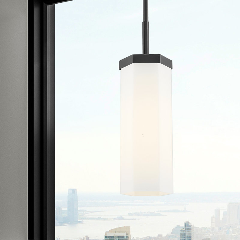 Downtown Urban - Blakeley - Luminaire suspendu 1 corde 5 po, Blanc mat, Noir mat