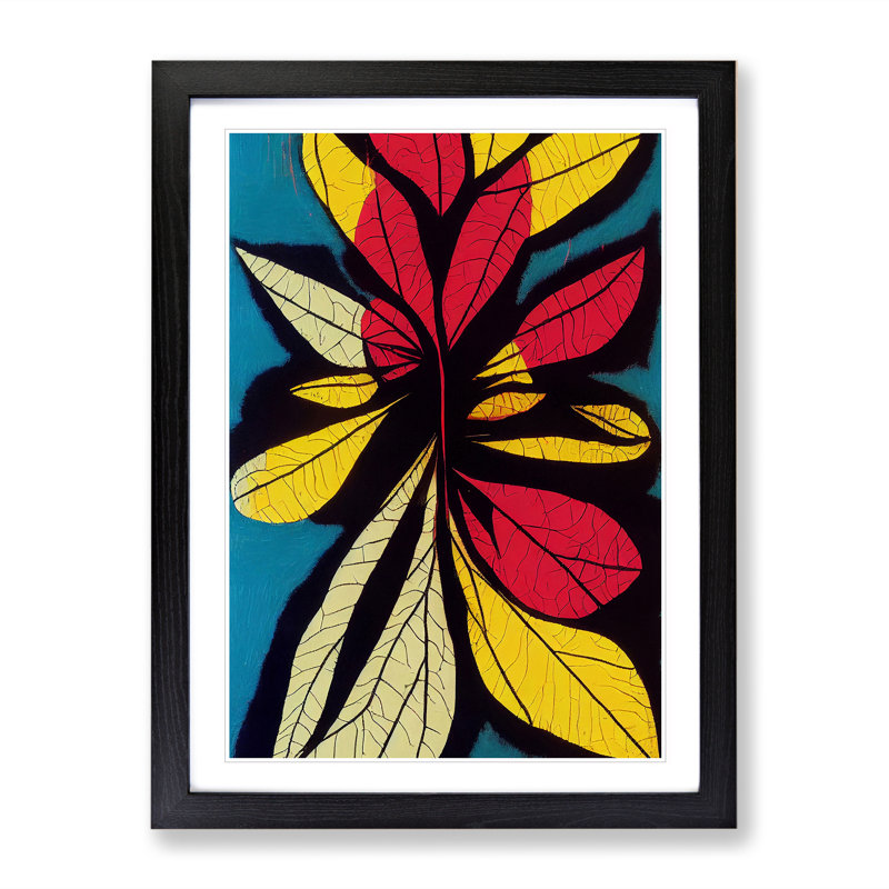 Dazzling Leaves - Single Picture Frame Print, Black, 46cm H x 34cm W x 2cm D