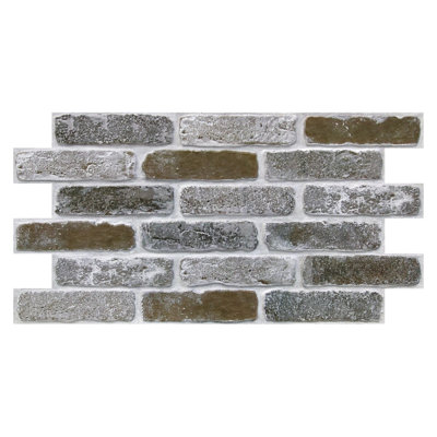 12 Pcs 3D Faux Brick Wall Panels – 22.8" x 11.8" Peel and Stick PVC Wall Tiles, Ultra-Light & Thin Textured Brick Panels, Covers 22.48 Sq.Ft for Kitchen, Living Room, Bedroom & TV Wall Décor - Gray/Brown