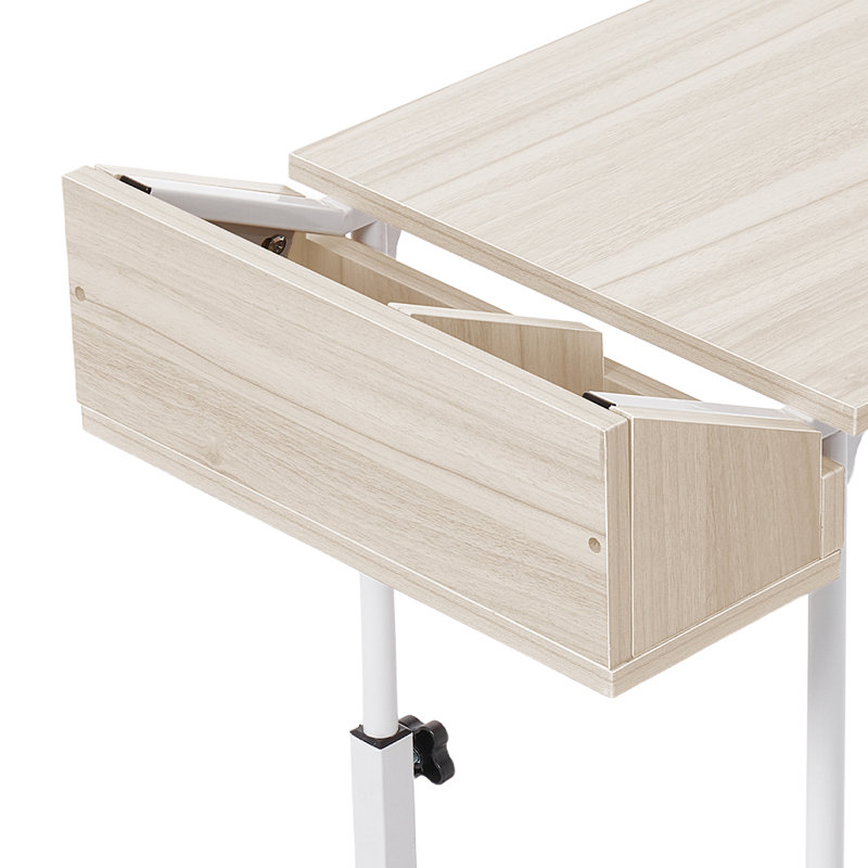 Metal Base Computer Desk, Light Nature Wood/White