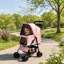 Poussette pliable à 4 roues pour petits animaux avec plateau et panier de rangement