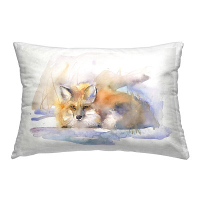 Fox Sleeping in Snow Decorative Printed Throw Pillow Design by John Keeling
