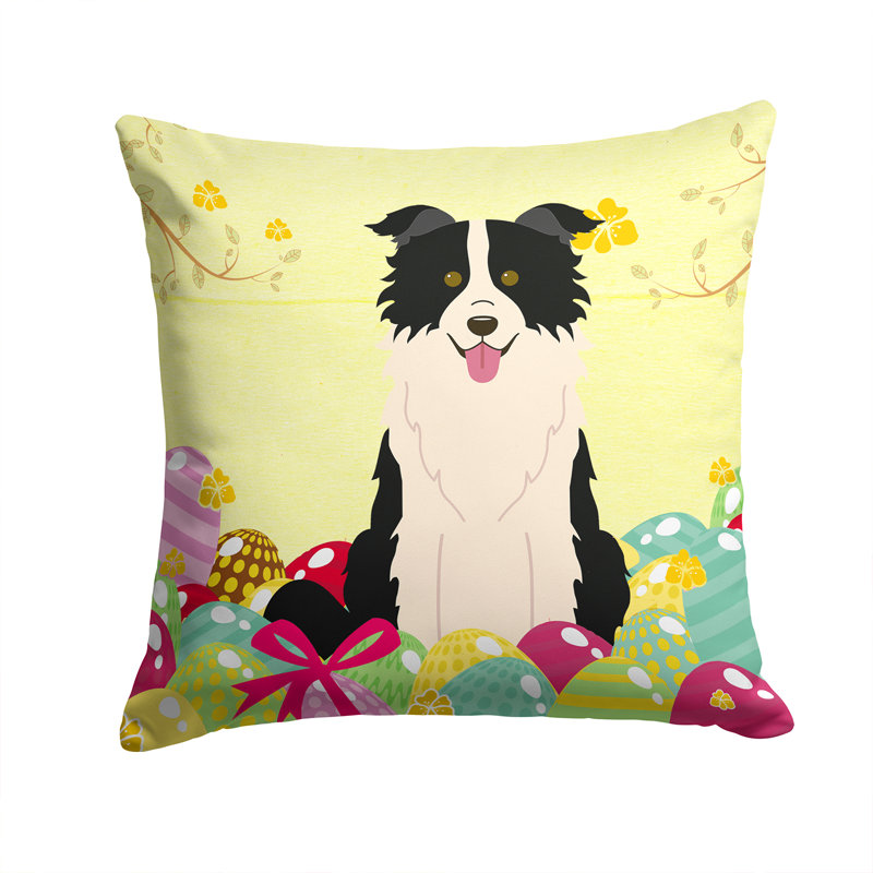 Outdoor Throw Pillow, Border Collie Black White, 14" x 14"
