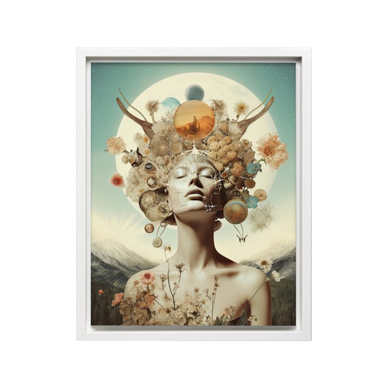 Trippy Woman Portrait No14, 18"H x 24"W, Canvas, White Framed