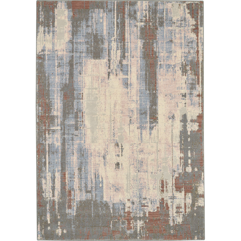 Wool Abstract Indoor Rug, Rectangle 5'6" x 8'