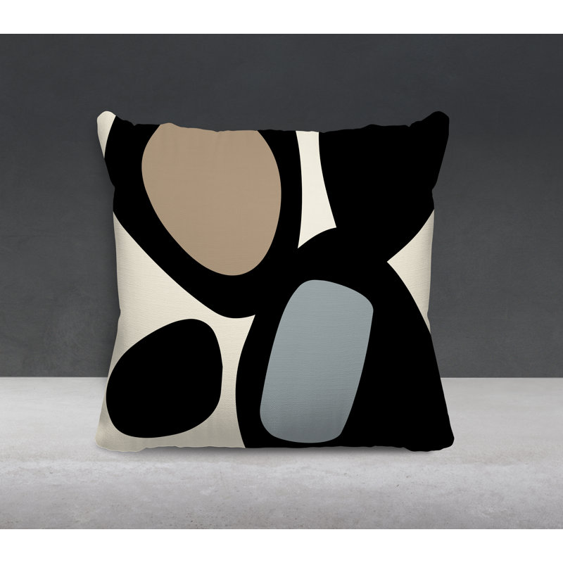 Lara Abstract Outdoor Reversible Throw Pillow, 19" x 19", Gray/Off White