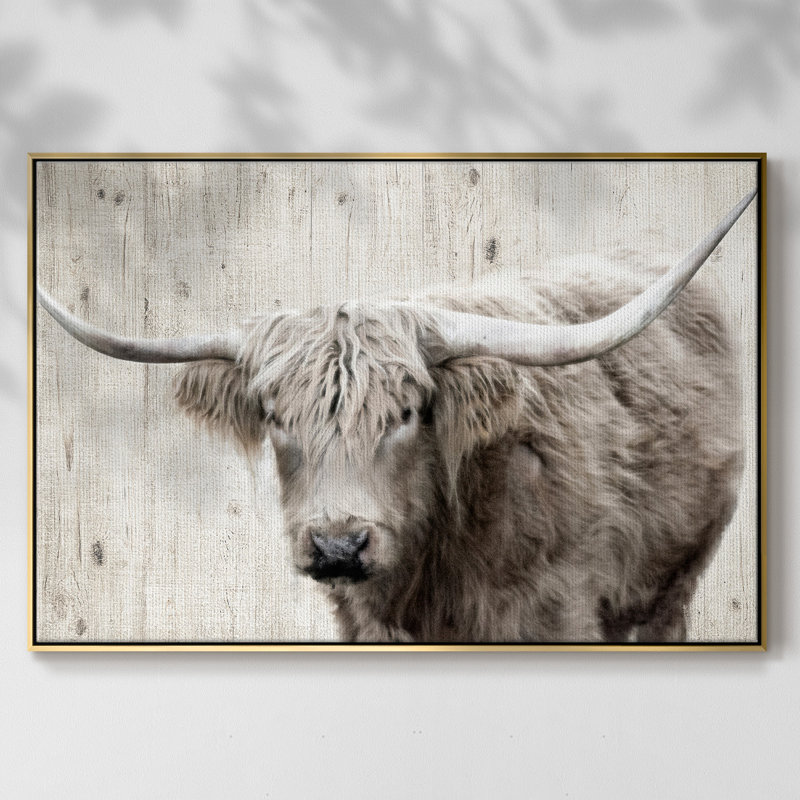 Toile tendue encadrée Longhorn, Or, H 17 po x l 25 po x P 2 po