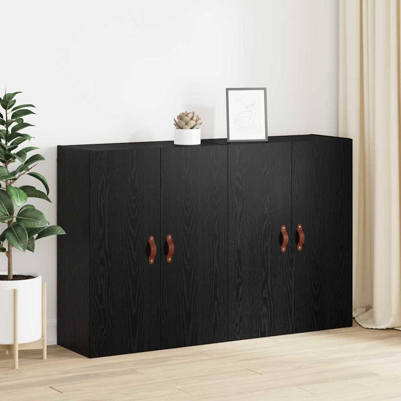 Wall Mounted Cabinets Storage Cabinet Cupboard Display Cabinet, Black Oak