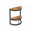 Table de bout semi-circulaire à 2 niveaux avec tablette de rangement