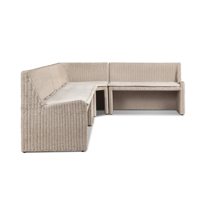 Senna Outdoor L-Shape Dining Banquette, 32.5" H x 132.25" W x 83.25" D