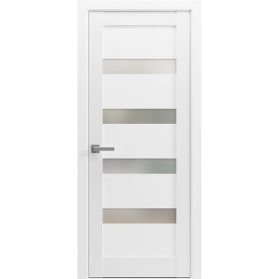 Pantry Kitchen Lite Pre-Hung Door With Hardware | Quadro 4113  With Frosted Opaque Glass | Single Panel Frame Trims | Bathroom Bedroom Sturdy Doors