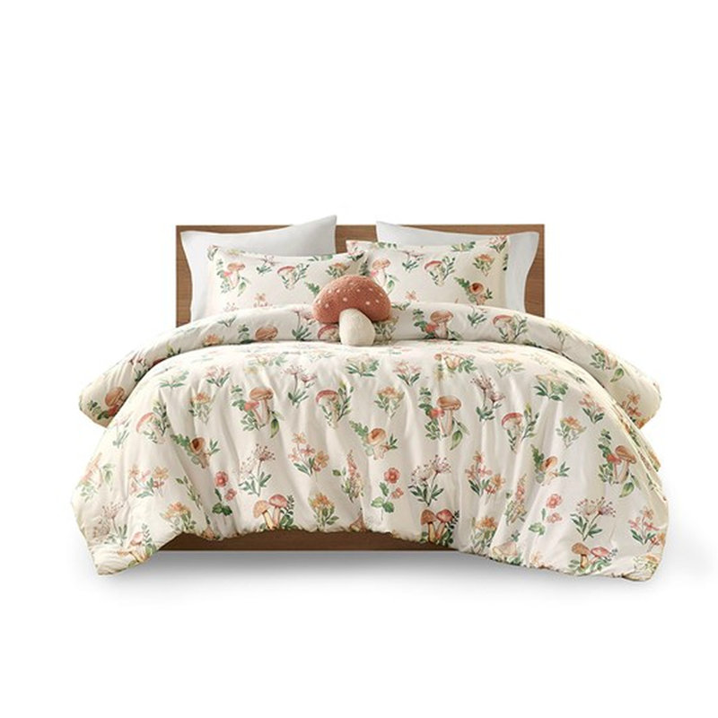 Full/queen Bed With Mushroom , Fabric, Bedding Mushroom, Fill,