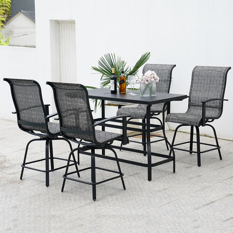 Ensemble de salle à manger pivotant pour 4 personnes avec table de bar, Gris