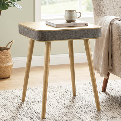 Modern Mart End Table With Bluetooth Speaker, Wireless Charge, 20"L×18"×20"H